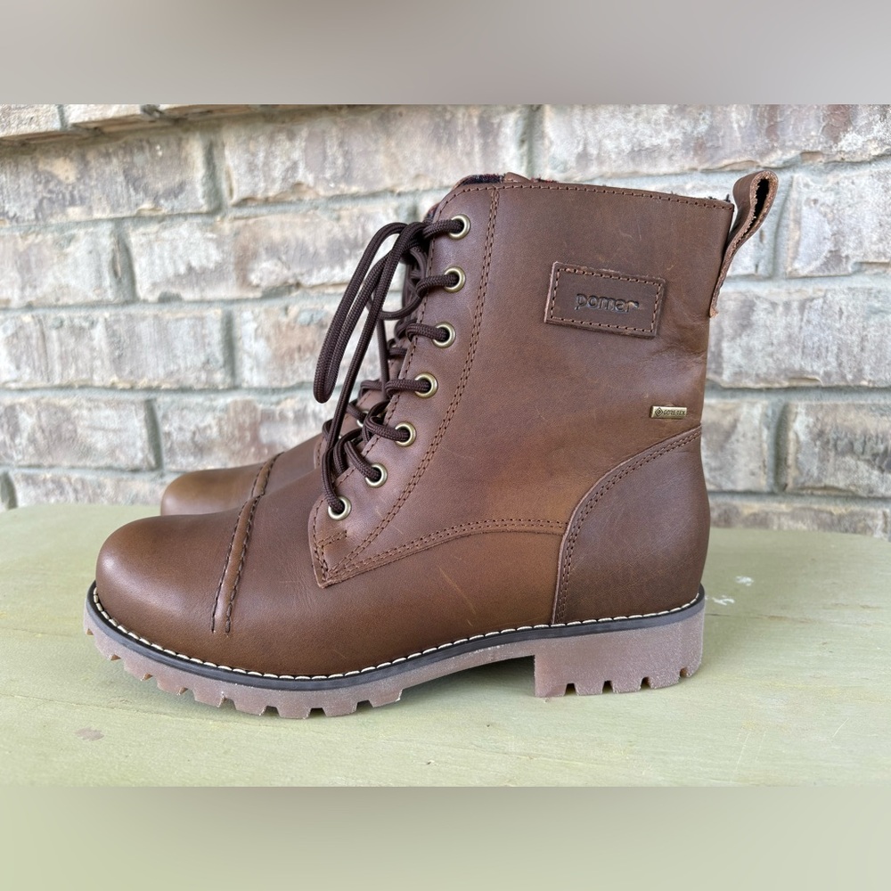 NWT-Nordic Pomar Eco-Fdly Terra Leather Gortex Lace/Zip Ankle Lug Combat 9 EU 39 - Picture 10 of 15